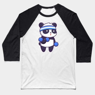 Cute panda lifting dumbell Baseball T-Shirt